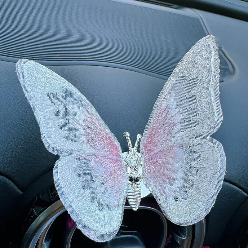 Alloy Embroidery Fragrance Butterfly Hanging Car Diffuser - 1/3/5PCS Tool-Free Multi-Color Car Trinket, Long-Lasting Deodorizer, Rearview Mirror Accessory, Home Decor Items