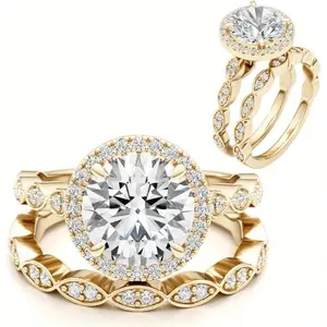 Unified Look Artificial Moissanite Ring Set - Marquise Engagement, Solitaire, Elegant, Fashion Stackable Styles, Unisex Band for Weddings, Ideal Proposal Gift for Loved Ones on Anniversaries, Marquise Engagement Ring, Solitaire Ring