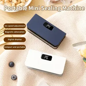 4-in-1 Portable Sealing Machine with Timer Display | USB Rechargeable, Built-in Cutter & Magnetic Design for Snacks, Coffee, Pet Food Storage.