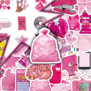50 Pieces of Pink Y2K Creative, Personalized & Stylish Retro Trendy-Cool Decorative DIY Smartphone Case & Skateboard Stickers