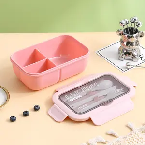 Family portable indoor and outdoor essential high-value exquisite plastic PP lunch box, bento lunch box, insulated lunch box, microwaveable lunch box for office workers and students, tableware spoon, food-grade fresh-keeping box