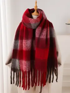 Women's Elegant Fashion Winter Scarf, Plaid Faux Wool Shawl 38x240cm Scottish Hijab, Perfect for Winter Coats and Jackets