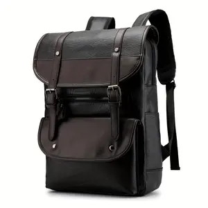 Extra-Large Capacity Mens PU Casual Backpack - Waterproof, Multifunctional, and Durable for Daily Commute, Outdoor Travel, and Leisure Activities - Stylish and Practical Design