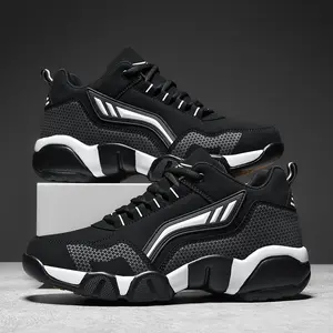 Fashionable Black & White Chunky Low Top Sneakers for Men - Breathable & Non-Slip Rubber Sole - Cushioned Comfort & Versatile Running Footwear - Ideal for Daily Activities & All-Day Wear - Sports Training Shoes Runner Athletic gym shoes running shoes men