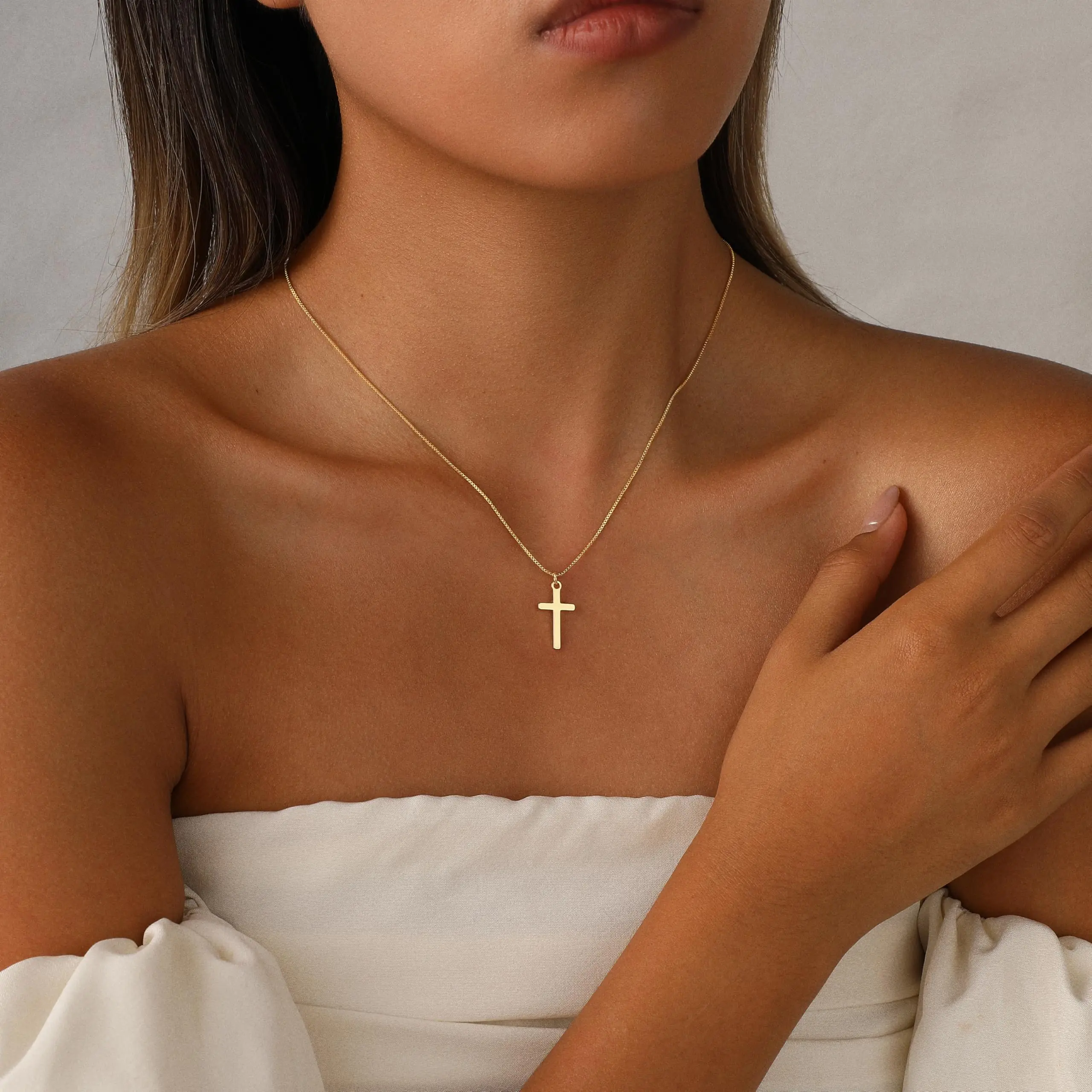 Cross Necklace for Women 14K Gold Silver Plated Dainty Small Cross Pendant Choker Simple Trendy Cute Cross Charm Chain Necklace Easter Basket Stuffers Baptism Religious Faith Jewelry Gift Daily Wear For Black Friday Christmas Gifts