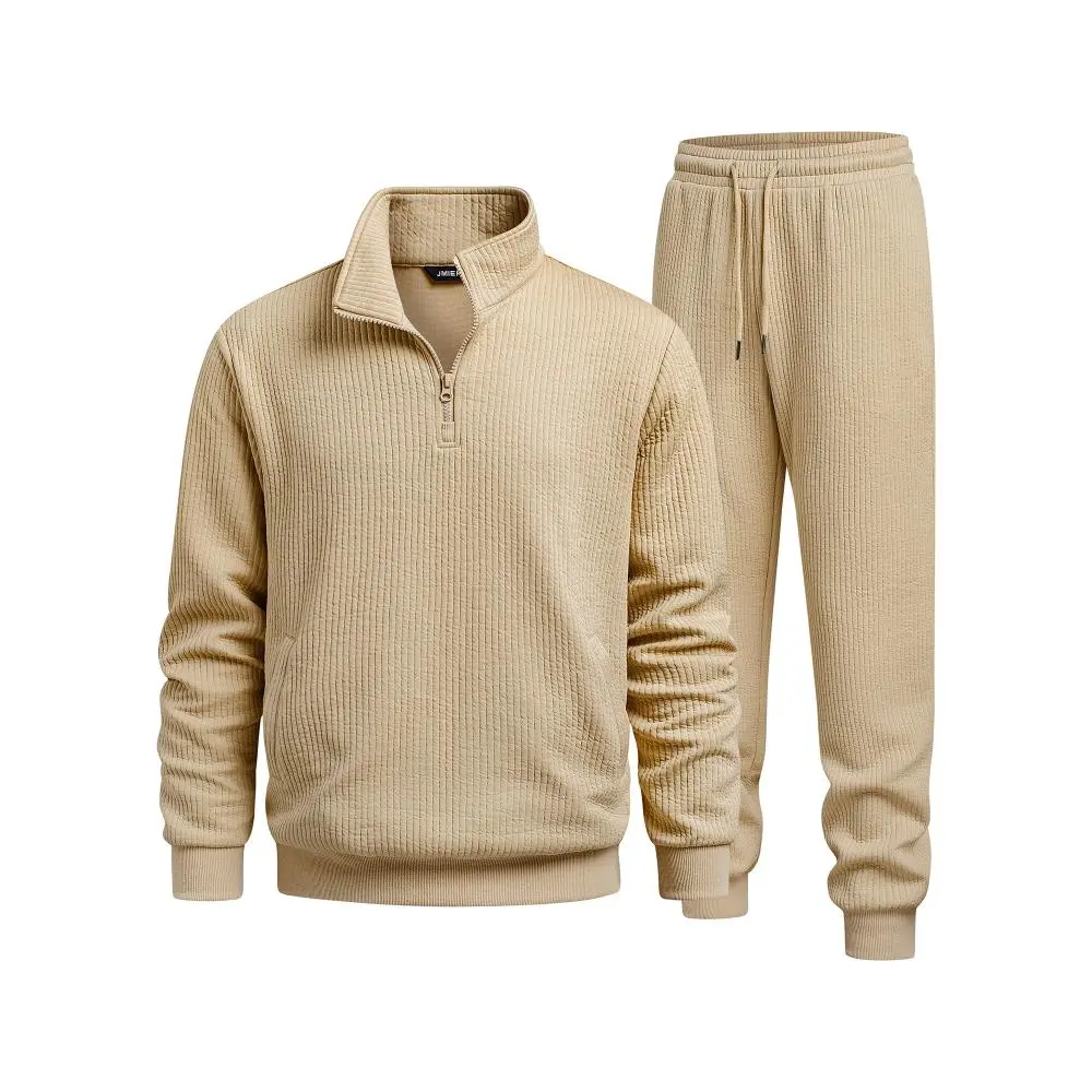 JMIERR Men's 2 Piece Ribbed Tracksuit Quarter Zip Sweatsuit Set | Textured Fabric, Midweight Pullover, Jogger Sweatpants, Casual Loungewear, Athletic Workout Outfits