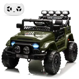 12V Ride On Truck Car, 2WD Electric Car with Remote Control, Toddler Battery Powered Ride On Toy with Spring Suspension, LED Lights, Music, Battery Display for Kids 3-8