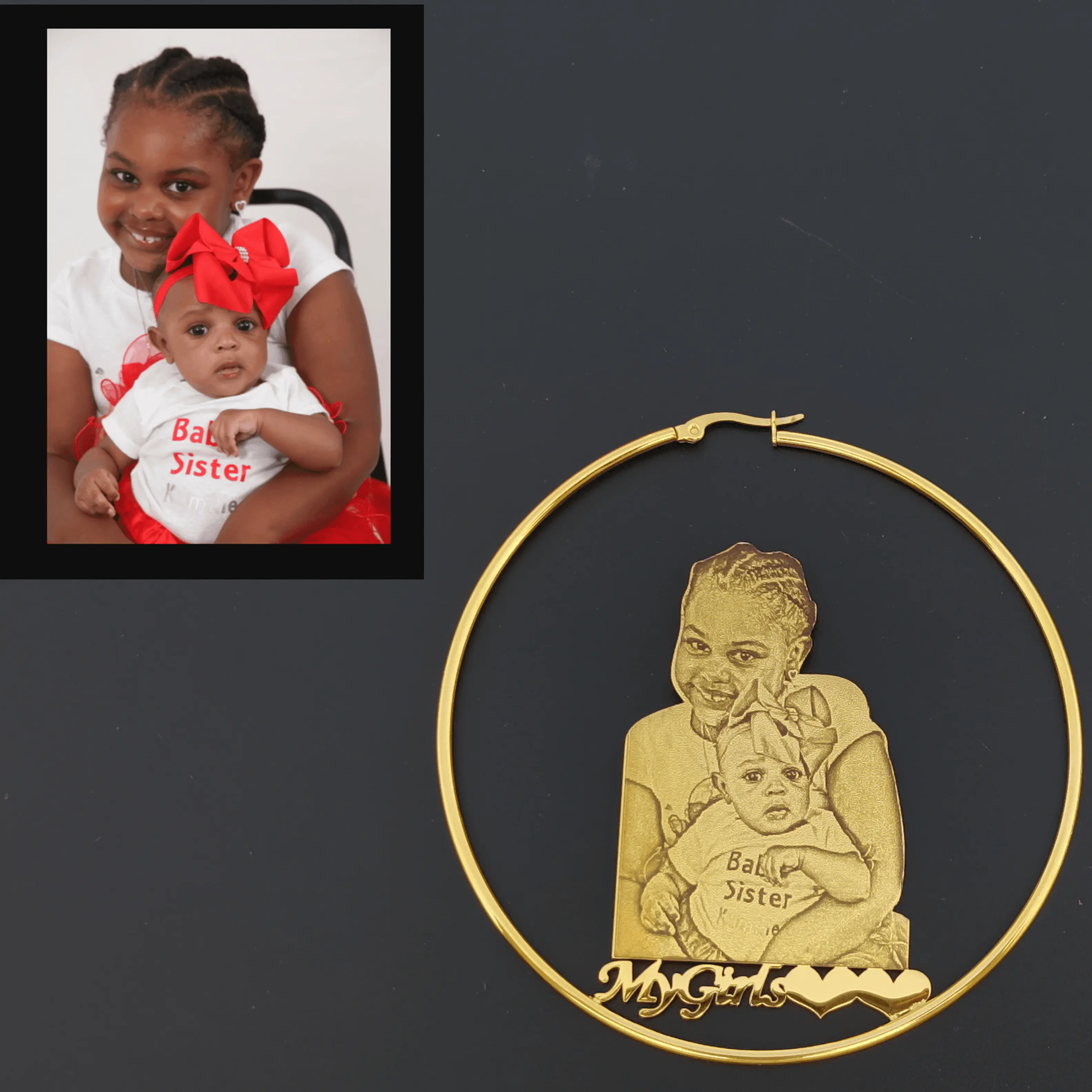 Personalized Photo Engraved Hoop Earrings