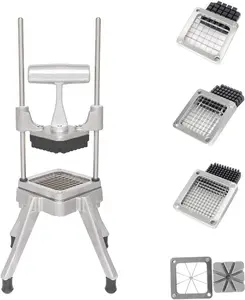 ROVSUN Commercial Vegetable Chopper French Fry Cutter with 4 Sizes Blades, Potato Dicer Slicer Fruit Chopper Stainless Steel for Restaurant, Home & Kitchen, 1/2", 3/8", 1/4" & 8-Wedge Blades