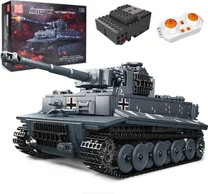Mould King 20014 Tiger Tank Building Blocks Toy MOC Technology Military Vehicle Model Construction Blocks with Remote Controller RC Truck Model Building Toys Unisex Easy Assembly STEM Projects for Kids