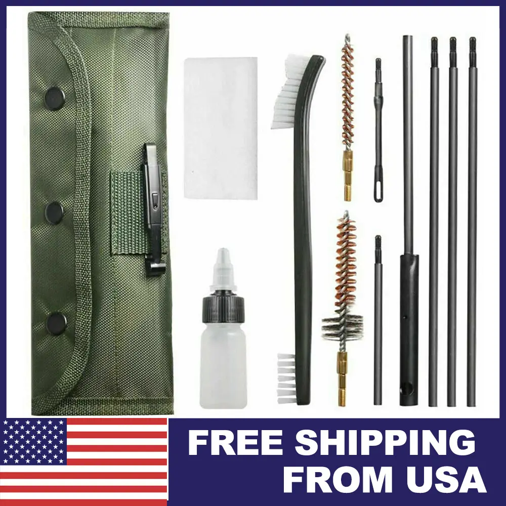 10-Piece Durable Rifle Cleaning Kit for .22LR, .223, 5.56mm - Heavy-Duty Brass Rods, Brushes, Patch Holders, Nylon Compact Portable Pouch for Shooting Range, Home Gun Care
