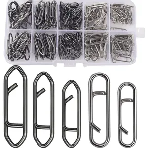 Fishing Power Clips, 200 count Fishing Speed Clips for Fishing Lure Quick Change, High Strength Stainless Steel Clips Snap Freshwater Saltwater Crankbait Popper Lure Connector Tackle