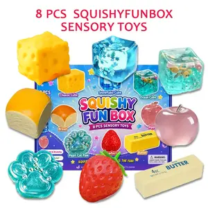 8-Piece Set  Malt Sugar Stress Relief Fidget Toys, Malt Sugar Slow-Rebound Fidget, Assorted Sensory Stress Relief Bundle, Perfect Party Favor & Holiday Present