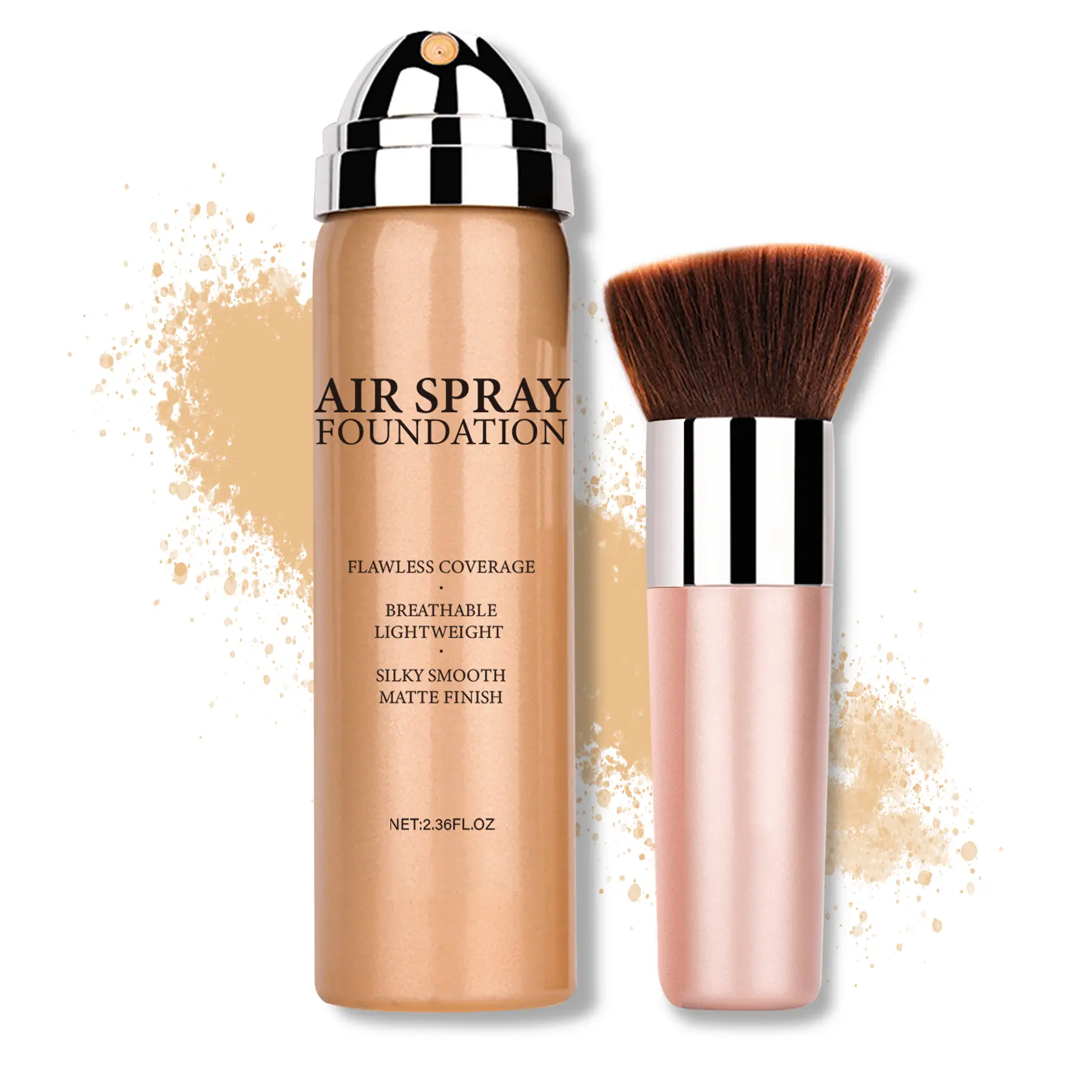 Airbrush Flawless Foundation Makeup Spray, Full Coverage Long-Lasting Waterproof Setting Spray for Smooth Radiant Mature Skin, Matte Finish