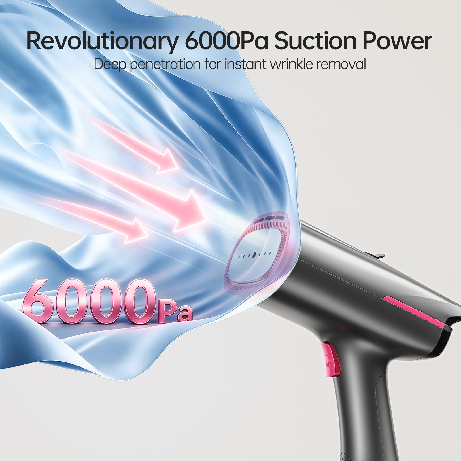 Dr.Flash Vacuum Garment Steamer, 270ml Big Capacity, 1400W Handheld Clothes Steamer, Suction Steamer ＆ Iron 2 In 1, Portable Travel Iron for Clothes, Fabrics, Large Ceramic Heat Panel summerwins