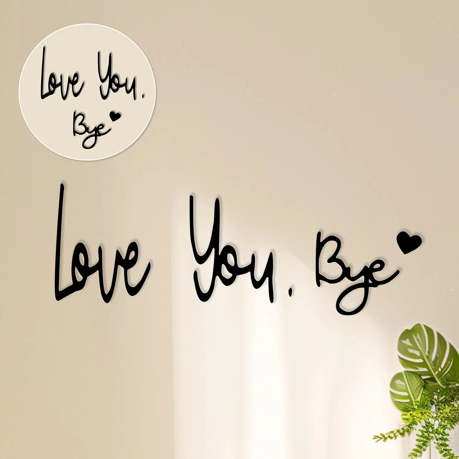 Love You Bye Sign Above Door, Metal Door Topper Wall Decor Express Love and Warm Family Sign for Office Front Door Bathroom Hallway Entryway Black (LOVE YOU. BYE1)