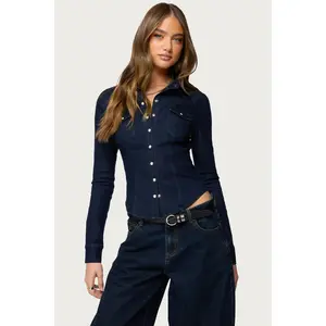 Shylo Stretchy Denim Button Up Shirt