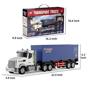 Remote Control Semi Truck,23 Inch Semi Truck Toy for Kids,1:12 Container Trucks with LED Lights & Music,RC Semi Truck with Trailer 9-Channel RC Container Toy,Great Gift For Boys Girls Age 6 7 8 9 10-13+