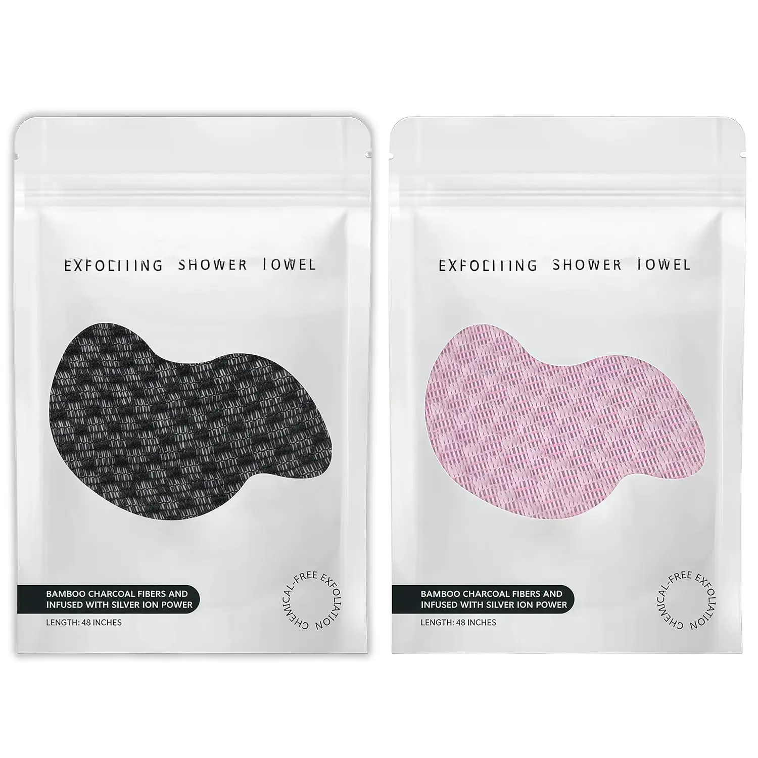 BLISSALRK  Shower Towel 48", Scrub Wash Cloth for  ,  Washcloth for Men and Woman (1, Black+)