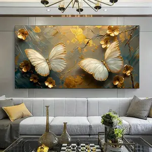 1pcs framed canvas painting, modern butterfly and flower canvas painting art room, modern canvas poster for living room, bedroom office decoration.