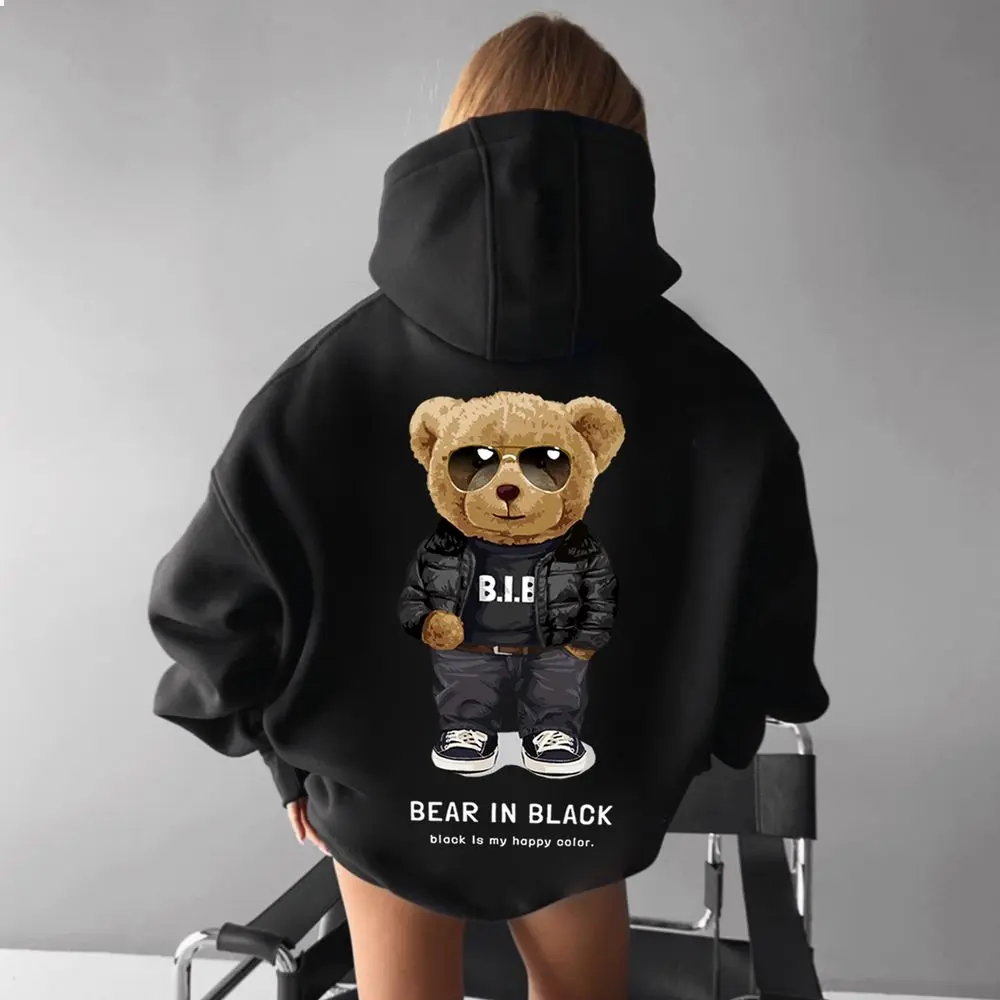 Oversize Teddy Bear Hoodie - Soft Material Casual Menswear Tops