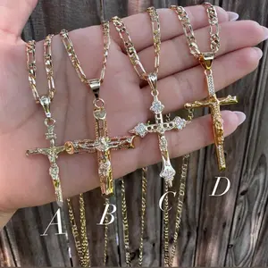 Crucifix gold plated necklace