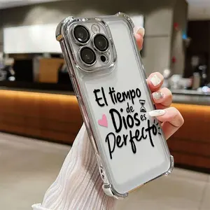 Spanish Phrase El Tiempo De Dios Es Perfecto Phone Case With Four-Corner Airbag Electroplated Featuring A High-Transparent Tpu Back With Reinforced Shock-Absorbent Airbags And Shiny Electroplated Frame For iphone 17 16 15 14 13 12 11 SAMSUNG S25 24 23 22