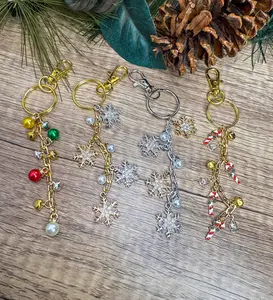 Candy Cane & Snowflake Charm Keychains