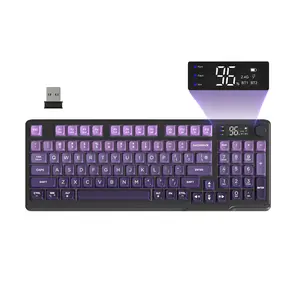 MAMBASNAKE×ZIYOU LANG M96 Wireless Keyboard Creamy Silent Membrane Keyboard with Rainbow Backlight Media Knob LCD Screen Dual Mode-Bluetooth/2.4Ghz,Ball Shape PBT Keycap 94 Key ANSI Layout for Win Mac PC Gamer
