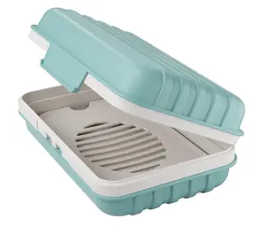 Bar Soap Holder Dish 1 Pack for Shower, Travel Soap Case with Lid for Gym, Camping Essentials, Hiking, Travel Size Toiletries, Portable, Leakproof, Blue