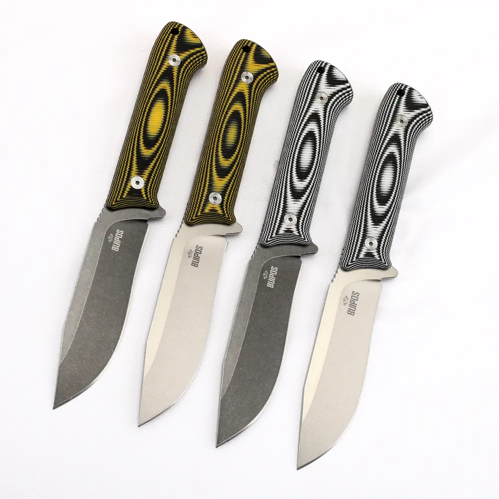 DC53 Steel Fixed Blade Knife with Stone Wash Finish, High Hardness (60-61 HRC) G10 Handle, Survival Cutting Tool with Kydex Sheath for Camping & Outdoor Use, High Hardness Knives, Outdoor Cutting Tool