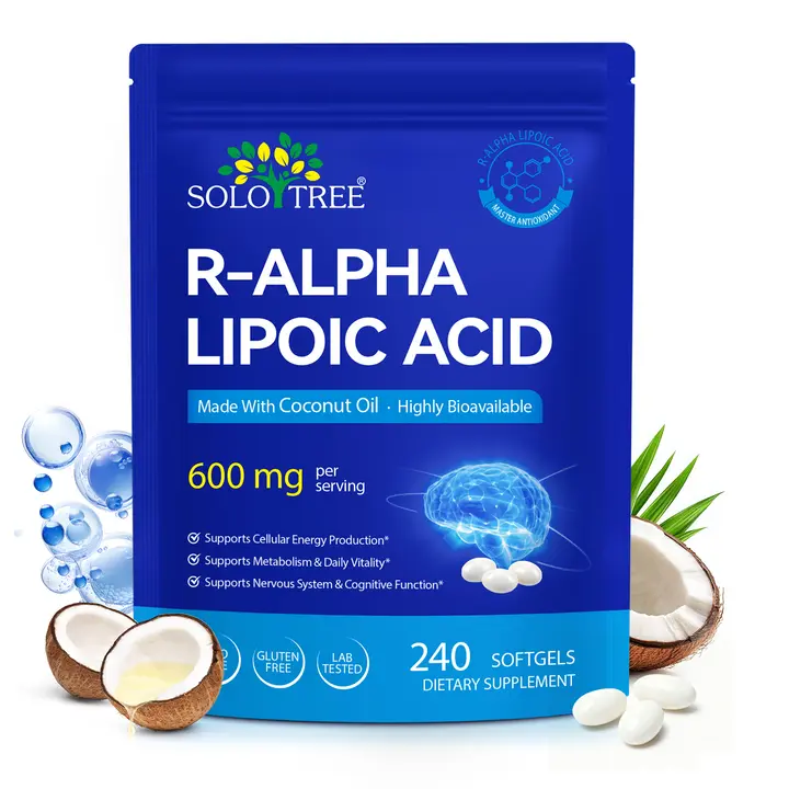 R-Alpha Lipoic Acid 600mg | 240 Softgels | Neuropathy Supplements with Active B-Vitamins, Magnesium Glycinate & Herbal Extract Blend | Support Nervous System Health | Non-GMO, Gluten-Free