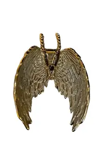 The Armored Kingdom Golden Guardian Wings of Glory Necklace - Golden Sentinel Edition with Detachable Pendant Rhodium Plated Chain Fashionable Jewelry Accessories Royal Gifts Included