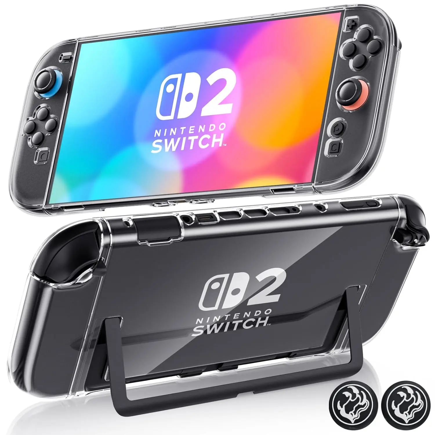 Hard PC Sparkle Transparent Silicone Cover for Nintendo Switch 2 (2025 New Handheld Console & Joy-Con Controllers) - Durable Game Console Accessory, Exact-Fit, Shockproof, Scratch-Resistant, Precise Cutouts, Bracket-Compatible, Accessories for Women