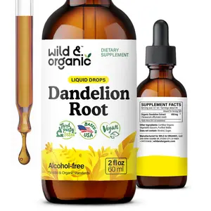 Wild & Organic's Dandelion Root Tincture - Vegan, Alcohol-Free, Sugar-Free - 689 mg Dandelion Root Extract - Liver Cleanse Support - Natural Formula - 28-Day Supply