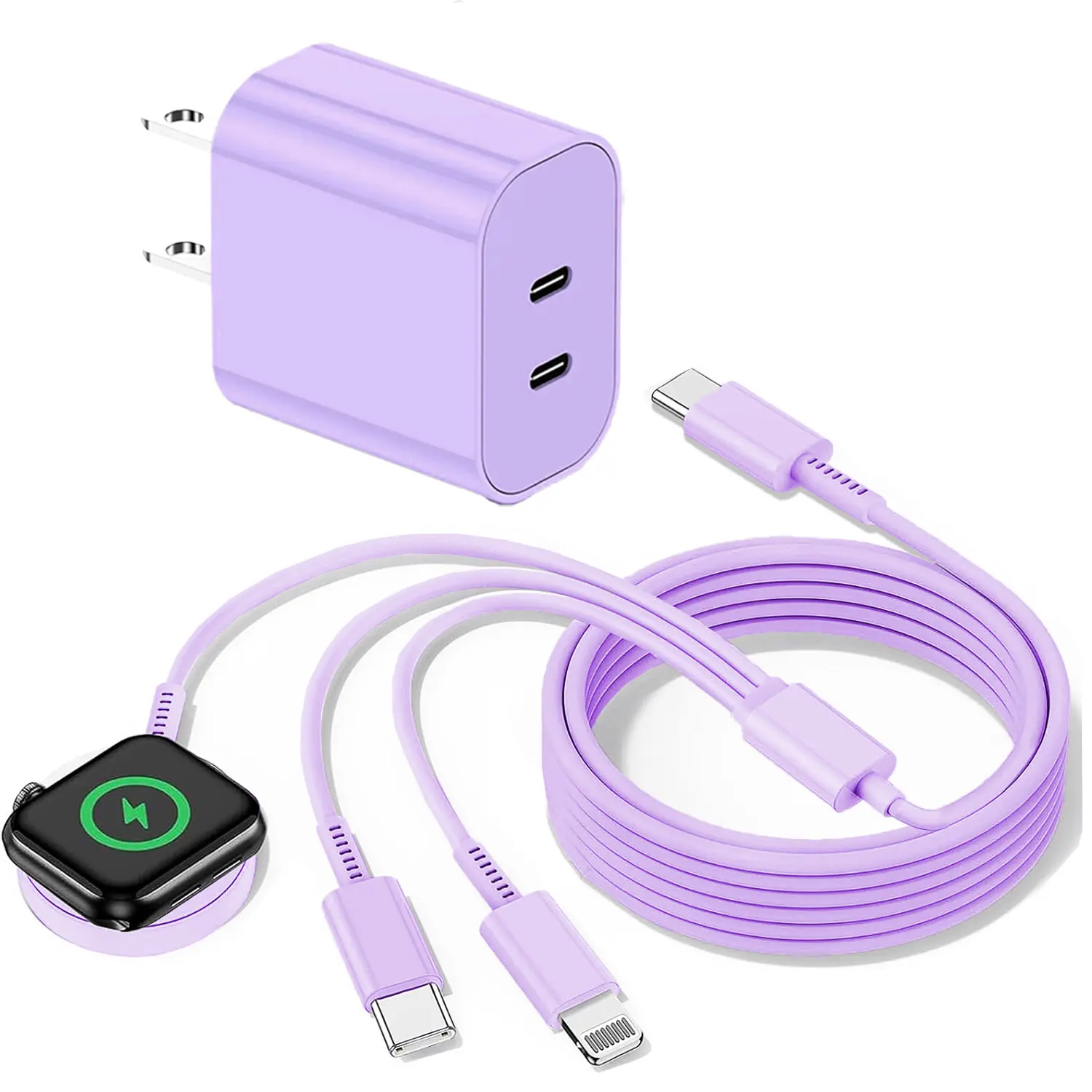 for Apple Watch Charger Fast Charging Kit , 3-in-1 Multi Chargers Cable with 20W Dual USB C Charger, iWatch Charger Cord 6FT for iWatch Series Ultra 3/2/SE 3/11/10/9/8/7/6/5/4/iPhone17 15 16 Pro Max/14/13/12/11 iPad