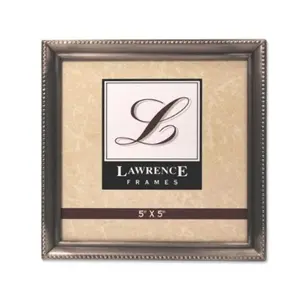 212 MAIN Heavy Gauge Square Shape 5x5 Photo Frame, Traditional Black Steel, Antique Pewter Finish, Bead Border Design, Baby & Maternity Decor
