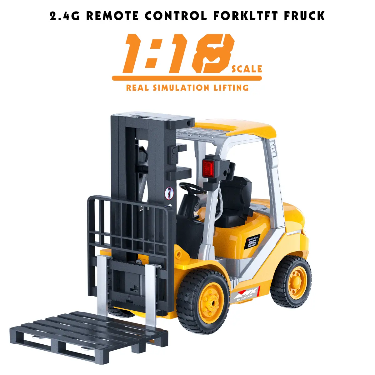 (Gift idea!)1:18 Scale RC Forklift Toy - 2.4G Alloy RC Forklift with 9 functions, realistic sound and auto presentation, RC distance 30 meters, rechargeable battery - perfect for collectors and kids,Christmas gift