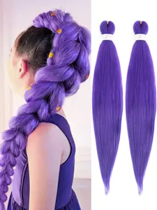 Long Purple Braiding Hair Pre Stretched Synthetic Braiding hair Extensions for Braids, Synthetic Braided Hair, Purple Hair Extensions for Stage Party Halloween Costume Cosplay