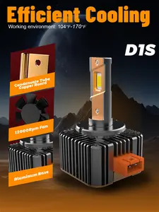 2pcs D1S D3S LED Headlight Bulbs, High Lumen Headlight, 55000LM 250W 6000K Cool White Canbus Ready Error Free Plug And Play Turbo Fan Cooling Stock Lamp Upgrade Car Accessories For Luxury Vehicles