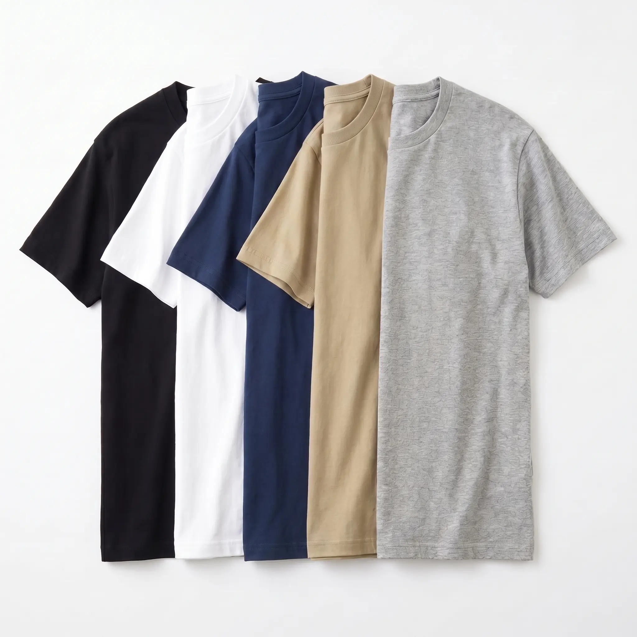 Men's 5-Pack 100% Cotton Short Sleeve Crewneck Classic Fit Solid Tagless Essential T-Shirts, Super Soft Everyday Wear, Ideal Gift for Family, Shortsleeve, Tshirt