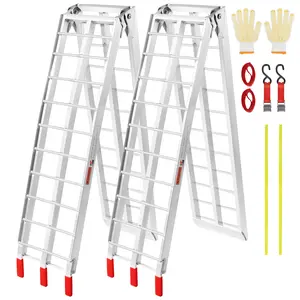 【fathersdaygift】VEVOR Aluminum Ramps, 1500 lbs Folding Loading Ramps for Pickup Trucks Bed, Trailers Ramp with Load Straps for Dirt Bike, UTV, ATV, Trucks, Lawn Mowers, Snowblower, Cargo Trailer, 89"L x 12"W, 2 Pcs