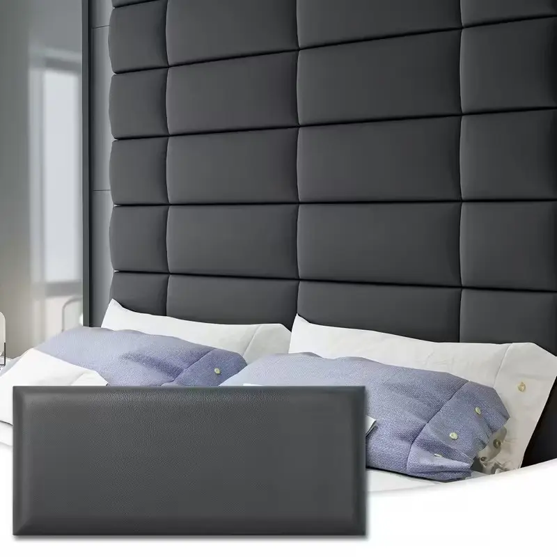 8pcs Tufted Headboard Wall Panels, 3D Soundproofing Soft Padding, Detachable Reusable, Modern Vertical Design, Renter Friendly Wall Panels for Bedroom, Living Room or Interior Walls Decor