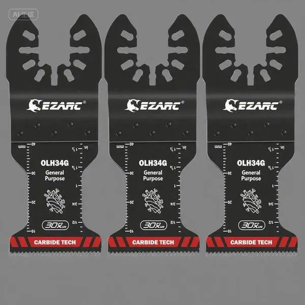 Oscillating Saw Blades 3-Pack - Quick Release Multitool Blades for Metal, Wood, Plastic (PVC) - Carbide Construction for Nails, Plaster, Drywall - Soft Grip Fiberglass Handle - Fits Most Brands of Oscillating Tools, One Blade