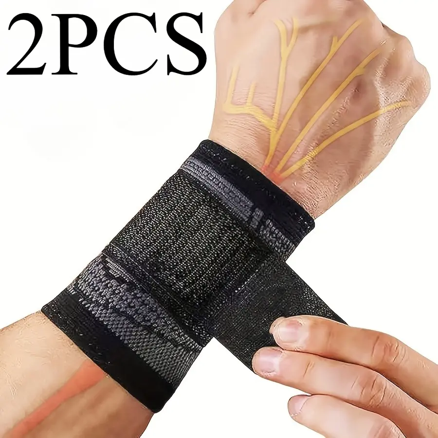 2 adjustable compression wrist supports, breathable knitted support sleeves, suitable for sports, fitness, and typing, and a soft nylon sleeve-type wrist wrap