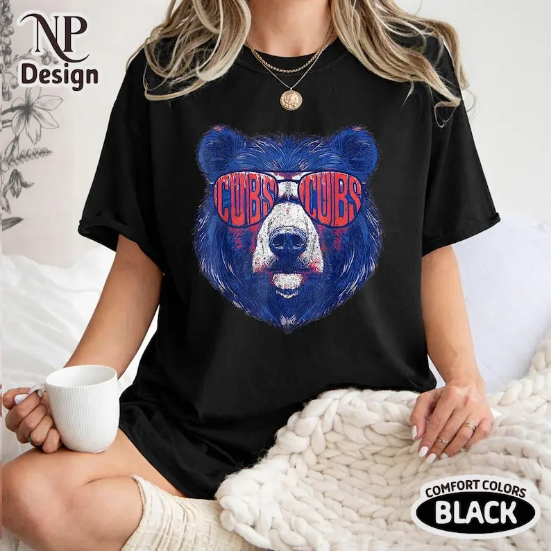 Comfort Colors Cubs Sunglasses Shirt, Vintage Baseball Graphic T-Shirt for Men Women, Retro Fan Tee