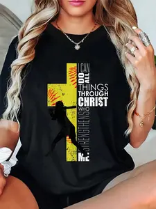 100% Cotton Softball Gifts Players Girls Women Christian Religious T-Shirt 100% Cotton Softball Gifts Players Girls Women Christian Religious T-Shirt