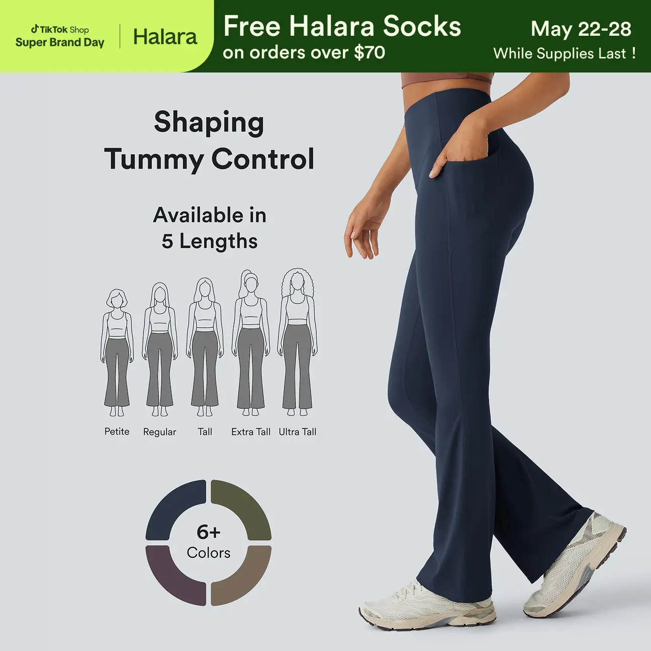 Halara UltraSculpt High Waisted Tummy Control Pocket Shaping Yoga Bootcut Leggings #SwimWeek