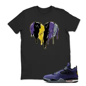Heart - Sneaker Shirt Black to Match Jordan 4 Imperial Purple, Jordan 4 Imperial Purple Matching Sneaker T Shirt, Hoodie, Sweatshirt