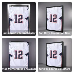This is a black, modern and simple sports jersey display stand made of high-quality material. It is suitable for basketball souvenirs, team uniforms, collectibles, home, office, living room wall decoration, and room decoration